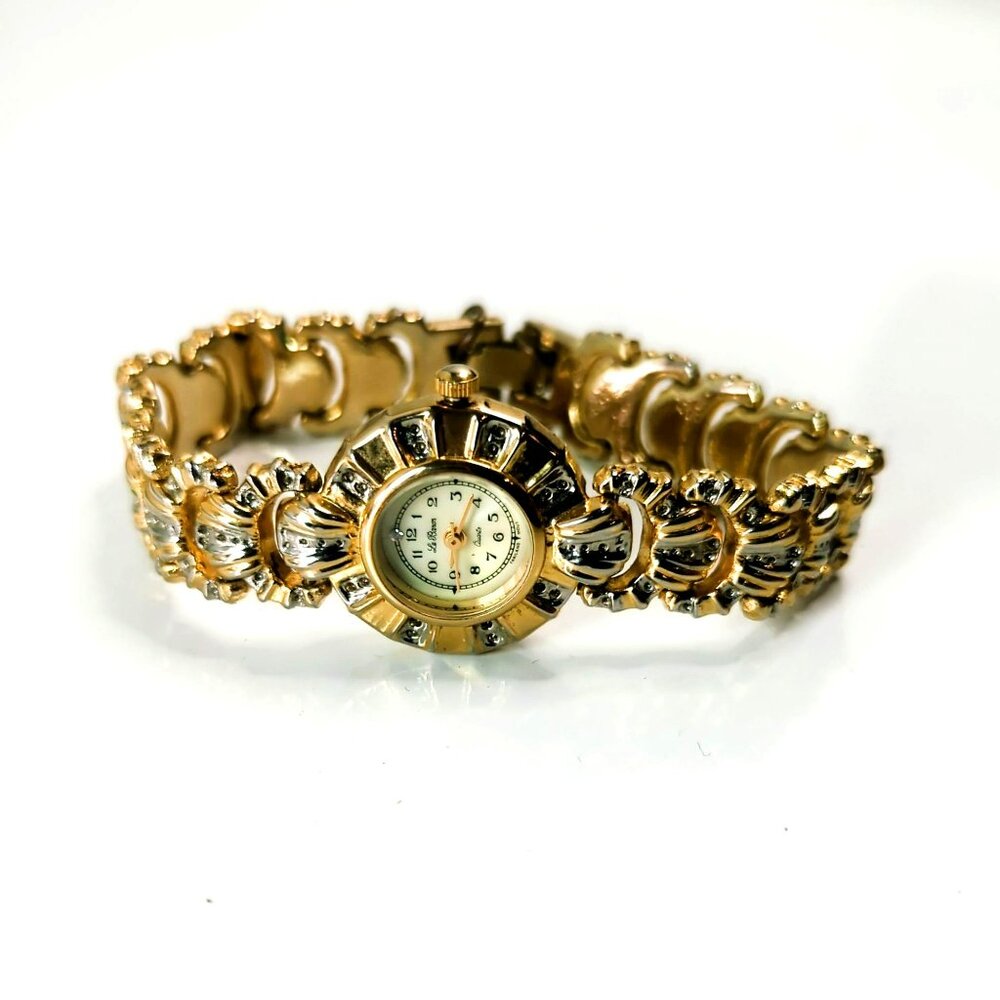 Vintage Le Baron Quartz Watch Women 22mm Gold Tone Round - Picture 4 of 6
